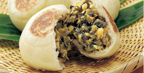 おやき野沢菜断面